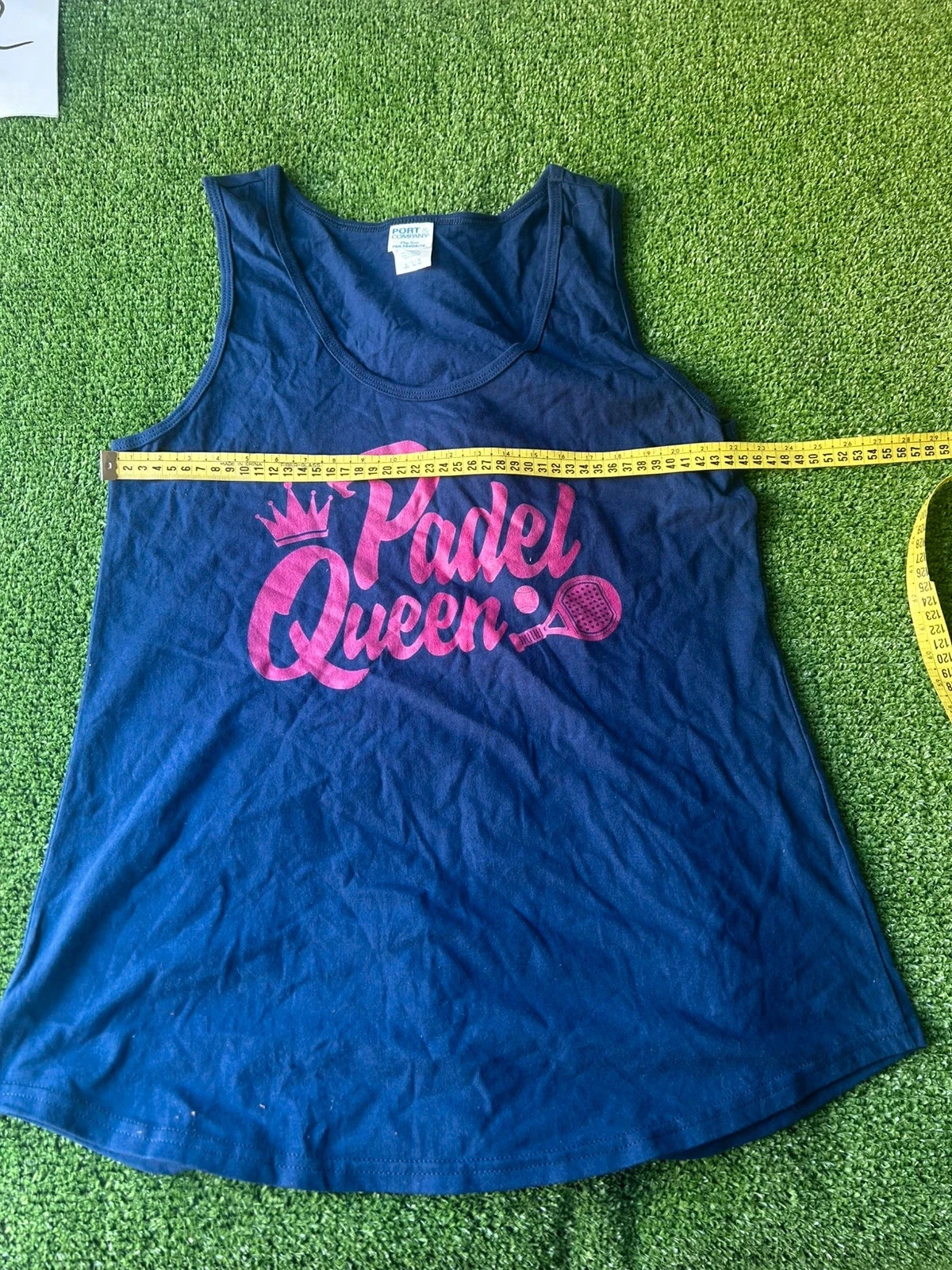 Navy blue tank top with pink patterns Port & Company – photo 7